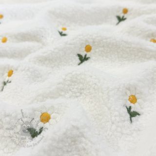 Plaščevina TEDDY EMBROIDERY Flowers off white