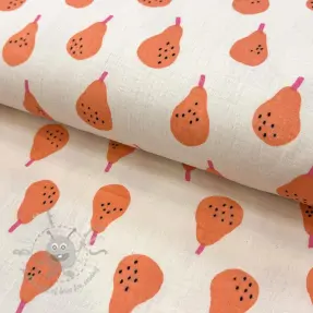 Dvoslojna gaza/muslin Pears peach by JENNIFER BOURON ORGANIC