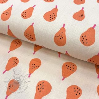 Dvoslojna gaza/muslin Pears peach by JENNIFER BOURON ORGANIC