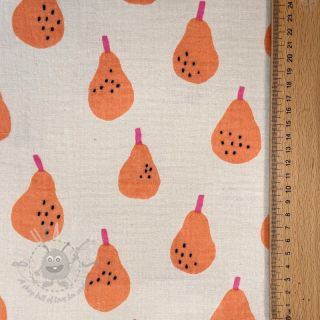 Dvoslojna gaza/muslin Pears peach by JENNIFER BOURON ORGANIC
