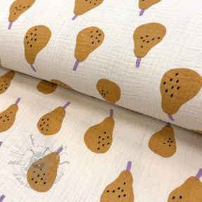 Dvoslojna gaza/muslin Pears ochre by JENNIFER BOURON ORGANIC