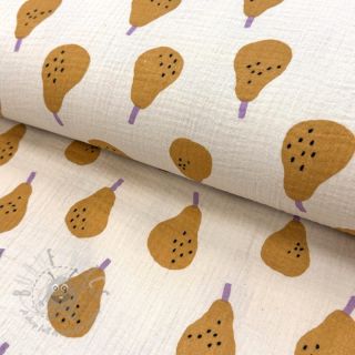 Dvoslojna gaza/muslin Pears ochre by JENNIFER BOURON ORGANIC