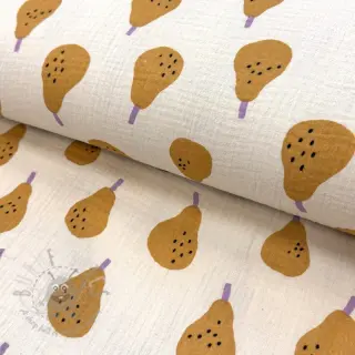 Dvoslojna gaza/muslin Pears ochre by JENNIFER BOURON ORGANIC
