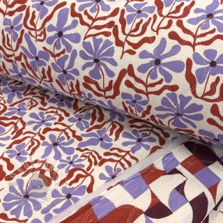 Dvoslojna gaza/muslin STEPPED Flowers natural