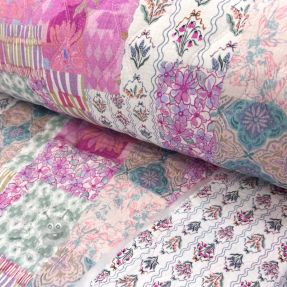 Dvoslojna gaza/muslin STEPPED Flowers light pink digital print