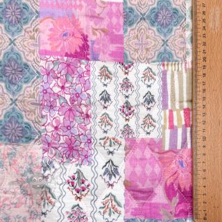 Dvoslojna gaza/muslin STEPPED Flowers light pink digital print