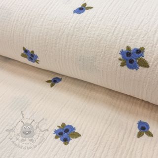 Dvoslojna gaza/muslin EMBROIDERY STRIPED Fruit natural