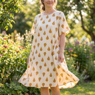 Dvoslojna gaza/muslin Pears ochre by JENNIFER BOURON ORGANIC