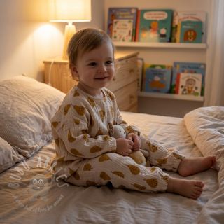 Dvoslojna gaza/muslin Pears ochre by JENNIFER BOURON ORGANIC