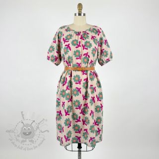 Dvoslojna gaza/muslin Flowers green by JENNIFER BOURON ORGANIC