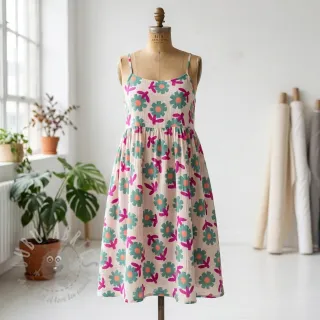 Dvoslojna gaza/muslin Flowers green by JENNIFER BOURON ORGANIC