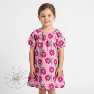 Dvoslojna gaza/muslin Flowers pink by JENNIFER BOURON ORGANIC