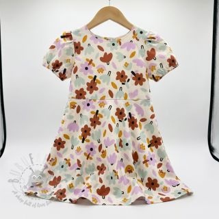 Bombažna tkanina Flowers natural/lavender by JENNIFER BOURON ORGANIC