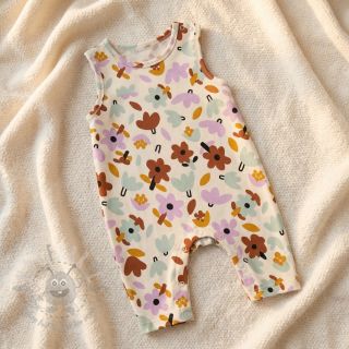 Bombažna tkanina Flowers natural/lavender by JENNIFER BOURON ORGANIC