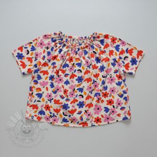 Bombažna tkanina Flowers natural/blue by JENNIFER BOURON ORGANIC