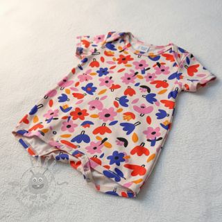 Bombažna tkanina Flowers natural/blue by JENNIFER BOURON ORGANIC