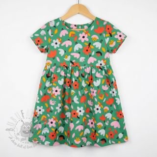 Bombažna tkanina Flowers green by JENNIFER BOURON ORGANIC