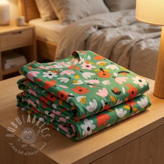 Bombažna tkanina Flowers green by JENNIFER BOURON ORGANIC