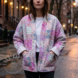 Dvoslojna gaza/muslin STEPPED Flowers light pink digital print