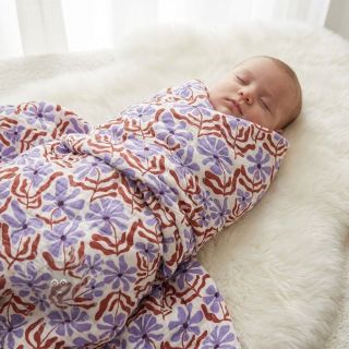 Dvoslojna gaza/muslin STEPPED Flowers natural