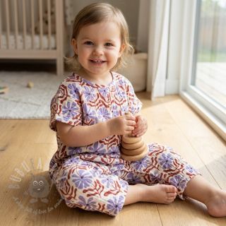 Dvoslojna gaza/muslin STEPPED Flowers natural