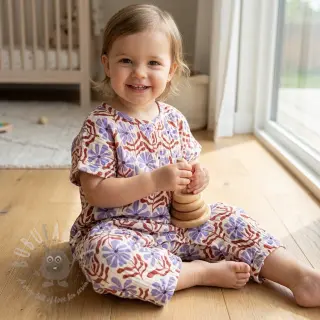 Dvoslojna gaza/muslin STEPPED Flowers natural