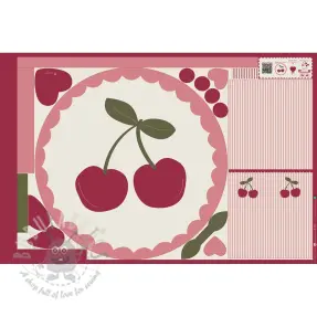 Bombažna tkanina Cherries playmat PANEL digital print