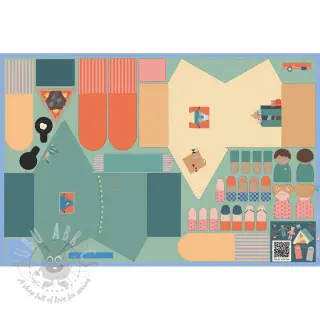 Bombažna tkanina Lets go camping PANEL digital print
