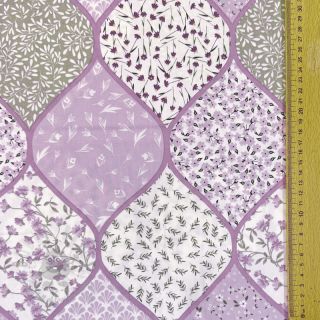 Bombažna tkanina Flowers patchwork lilac