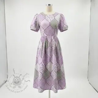Bombažna tkanina Flowers patchwork lilac
