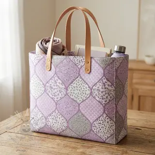 Bombažna tkanina Flowers patchwork lilac