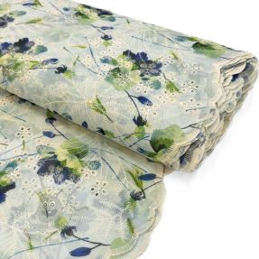 Bombažna tkanina z mešanico EMBROIDERY Rose green