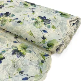Bombažna tkanina z mešanico EMBROIDERY Rose green