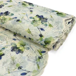 Bombažna tkanina z mešanico EMBROIDERY Rose green