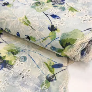 Bombažna tkanina z mešanico EMBROIDERY Rose green