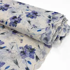 Bombažna tkanina z mešanico EMBROIDERY Rose blue