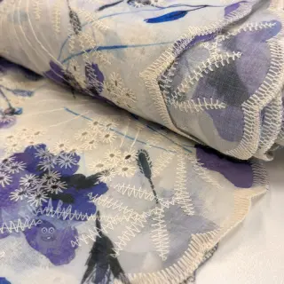 Bombažna tkanina z mešanico EMBROIDERY Rose blue