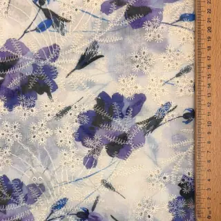Bombažna tkanina z mešanico EMBROIDERY Rose blue