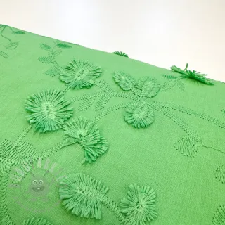 Bombažna tkanina EMBROIDERY Catchy leaves green