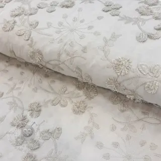 Bombažna tkanina EMBROIDERY Catchy leaves beige
