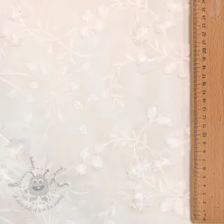 Bombažna tkanina EMBROIDERY Catchy leaves off white