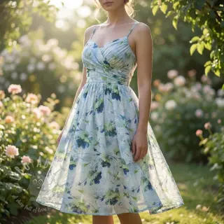 Bombažna tkanina z mešanico EMBROIDERY Rose green