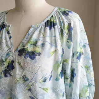 Bombažna tkanina z mešanico EMBROIDERY Rose green