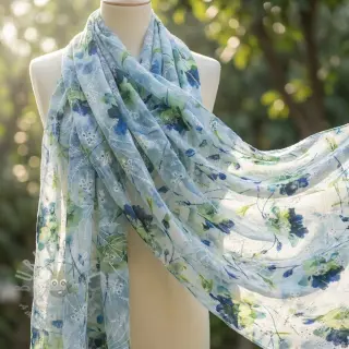 Bombažna tkanina z mešanico EMBROIDERY Rose green