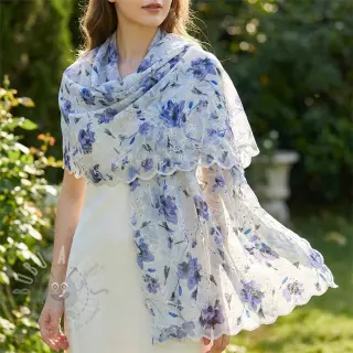 Bombažna tkanina z mešanico EMBROIDERY Rose blue