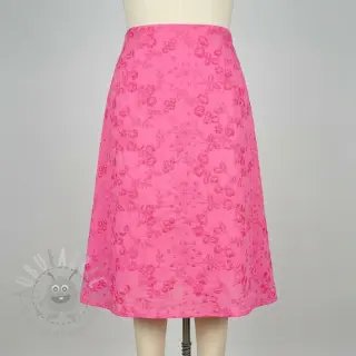 Bombažna tkanina EMBROIDERY Catchy leaves pink