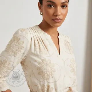 Bombažna tkanina EMBROIDERY Bellagio butter