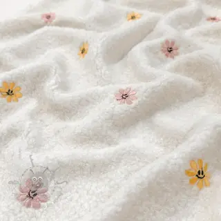 Plaščevina TEDDY EMBROIDERY Smiley flowers yellow