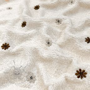 Plaščevina TEDDY EMBROIDERY Smiley flowers choco