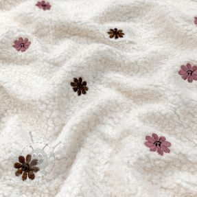 Plaščevina TEDDY EMBROIDERY Smiley flowers old pink